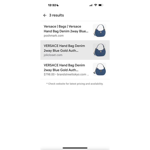 New Versace Denim Calfskin Quilted Medusa Half Moon Shoulder Bag Blue - Picture 11 of 11